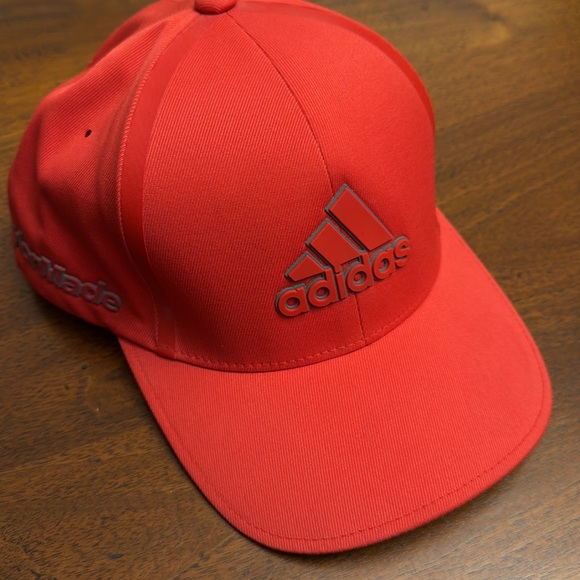 Adidas TaylorMade Hat red FlexFit Delta Adult Mens solid red Adidas Cap Hat L/XL - Picture 3 of 13
